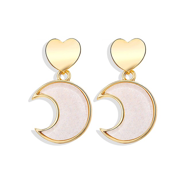 LRC Anting Tusuk Fashion Pink Love Sequin Earrings F91399