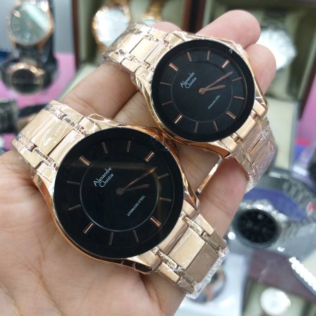Jam Tangan Alexandre Christie AC 8605 MH/LH rosegold black. Jam tangan couple
