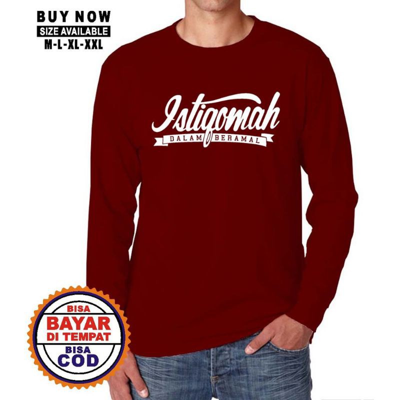 Kaos Distro Islami / Dakwah Islami / Kaos Muslim / Kaos Santri /Kaos Dakwah Lengan Panjang ISTIGOMAH-2