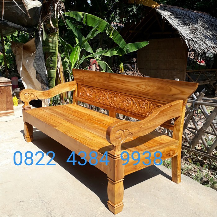 Bangku Kursi Teras Jati Jepara Risban Jawa Ukiran Daybed Bale Bale