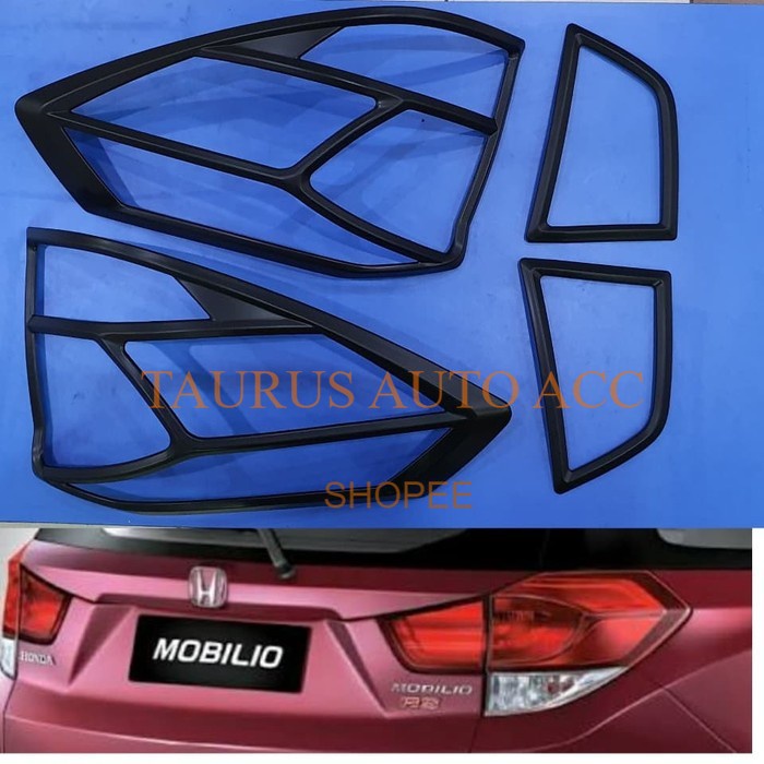 Garnish lampu hitam doff lampu belakang mobilio 2014-2019