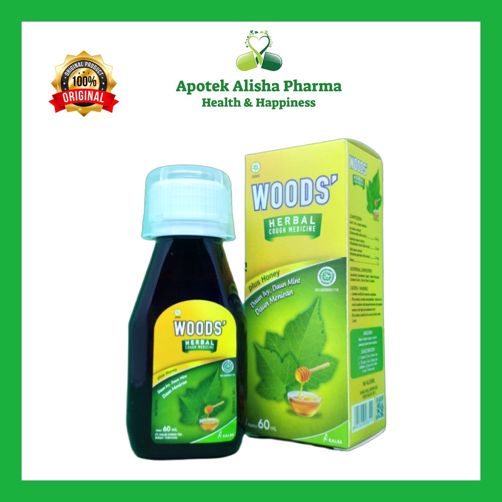 Woods Naturals Cough Medicine Syrup 60ml-Woods Herbal Daun Ivy/Mint/Meniran Sirup Obat Batuk Melegakan Tenggorokan