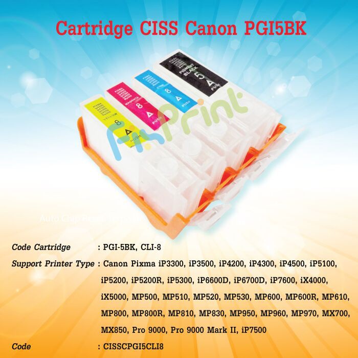 Cartridge CISS Canon PGI-5BK CLI-8, CISS iX4000 iX5000 iP3300 iP3500 iP4200