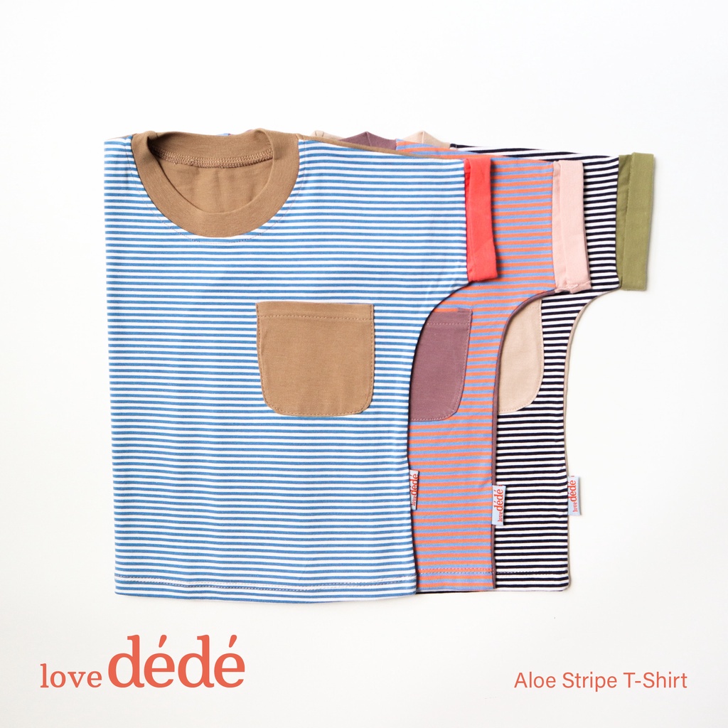 Lovedede Everyday Pocket T-Shirt  - Kaos Oblong Print Santai Bayi Anak Stripes Garis 6 bulan - 3 tahun