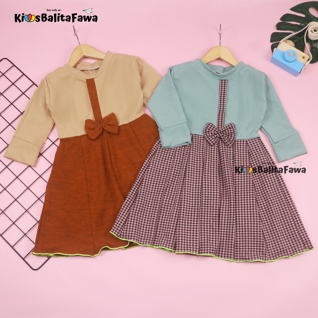 Dress Valencia 1-8 Tahun / Dres Lengan Panjang Anak Perempuan Fashion Kids Pesta Baju Cewek Murah