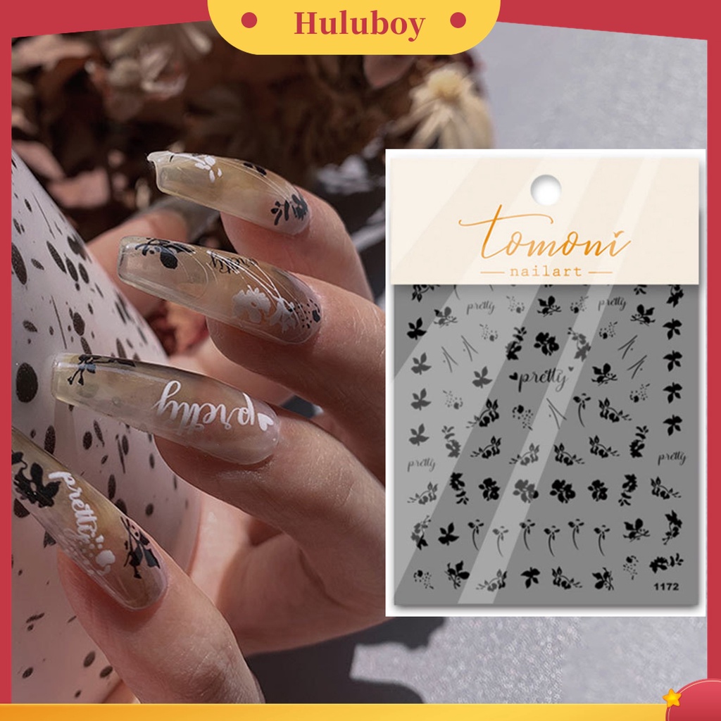 Huluboy Huluboy♡ 1 Lembar Stiker Kuku Motif Bunga Mini Seamless Flexible DIY Untuk Salon