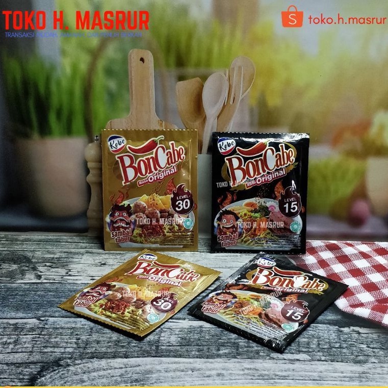 Kemasan Sachet Sambal Tabur BONCABE Kobe Level 10 / 15 / 30 ukuran 6gr
