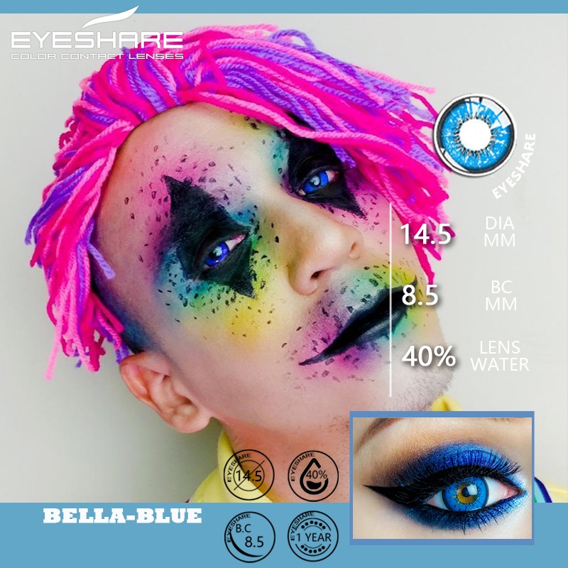 SRS (COD YES) soft lens mata cairan dan alat soflens diameter 14.5mm softlens halloween soflens korea aesthetic softlens minus(0.00) free lenscase cosplay soflen bella blue