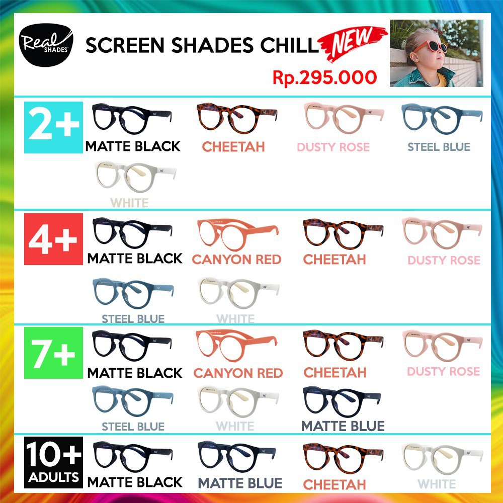 Real Shades Screen Glasses Kacamata Anak Anti Radiasi dan Sinar UVA/UVB