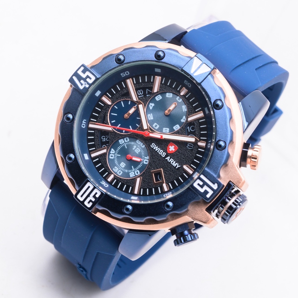 Jam Tangan Pria H91709B Tali Rubber Tanggal Chrono Aktif Free Box &amp; Baterai