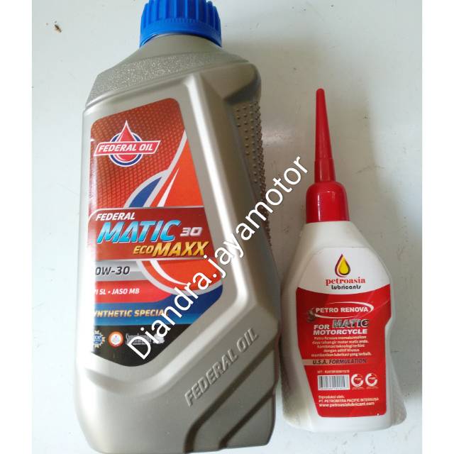 Paket oli matic federal ecomacxx 10-30 + oli gear 120 ml for allatic Honda.yamaha.suzuki