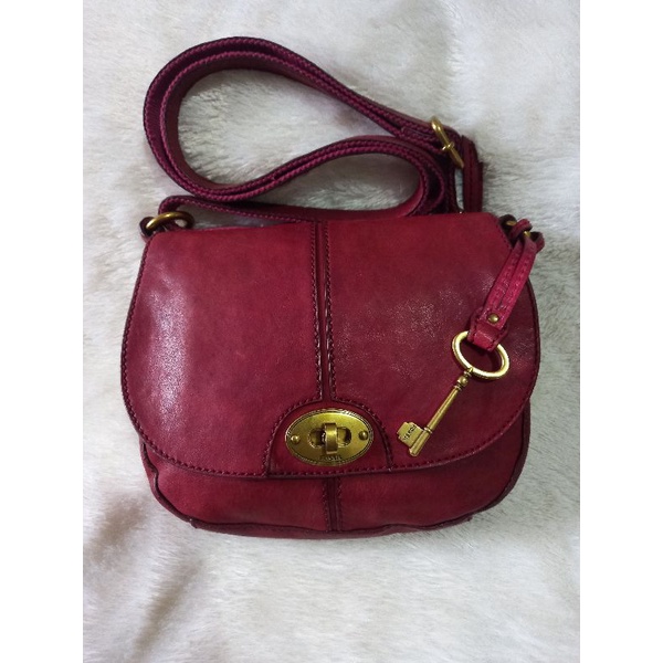 tas fossil vintage carson red preloved