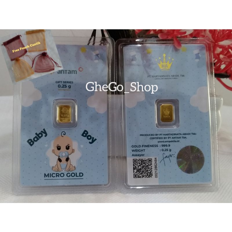 Logam Mulia Emas Antam Hartadinata 0,1 0,25 gr 0.1 0.25 gram Microgold Micro Gold HRTA Gift Series H