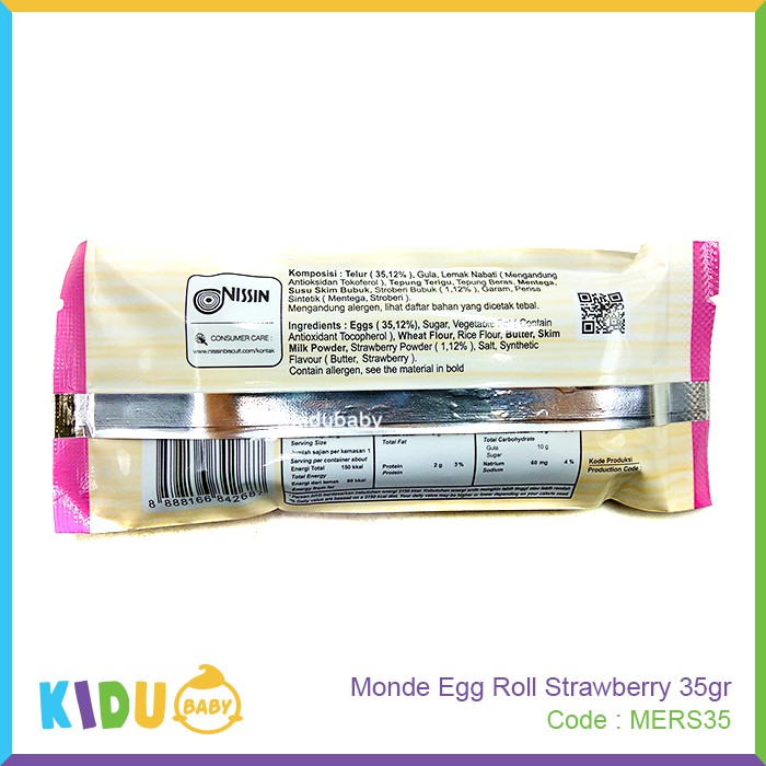 Monde Egg Roll 35gr Biskuit Cemilan Sehat Ibu &amp; Anak Kidu Baby