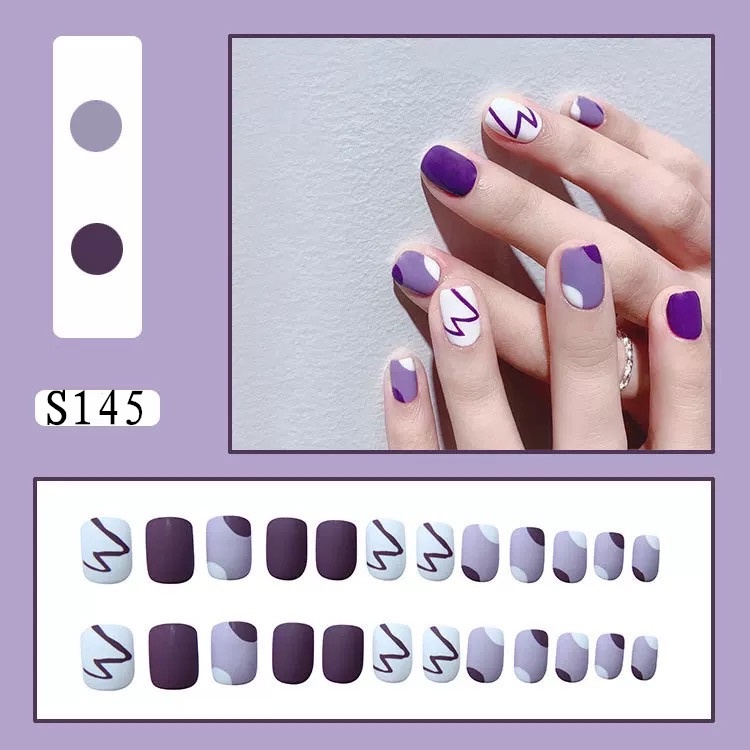 24PCS/SET Simulasi Lem Alpukat Memakai kuku palsu R Perawatan Kuku Palsu-S145