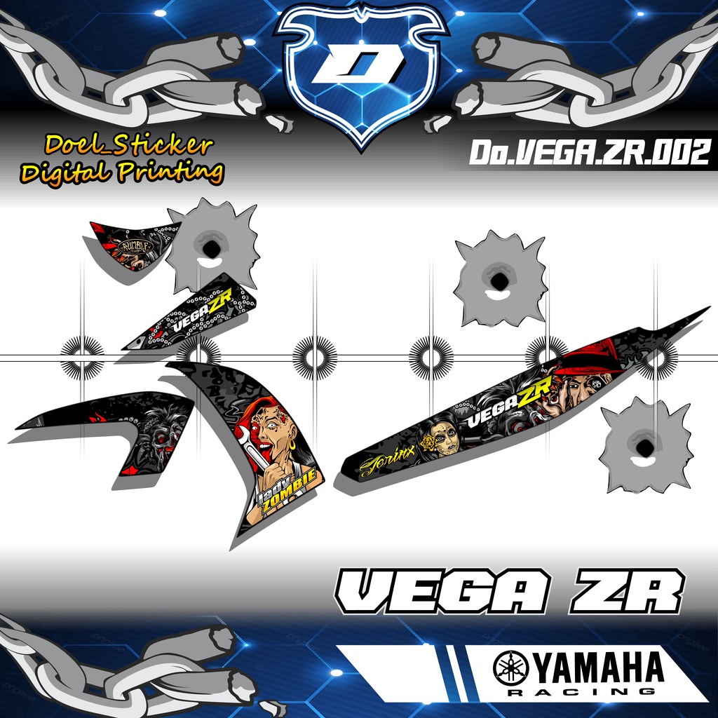 Sticker Striping VEGA ZR List Variasi Hologram , Crome Desain Jerink Doel 002