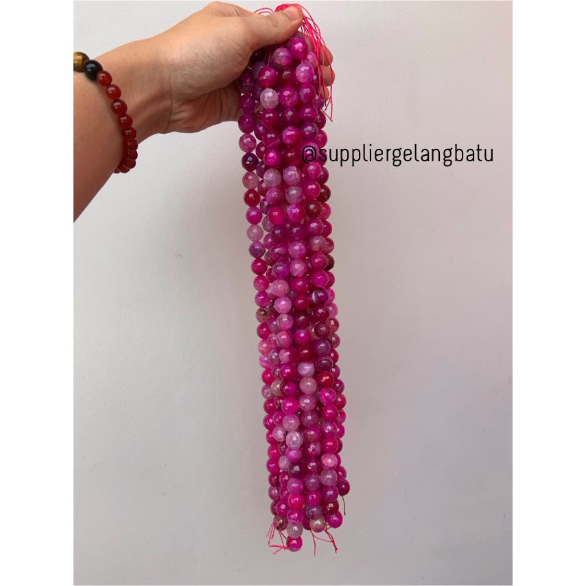 bahan batu 14mm Purple Agate Cutting aksesoris akik gelang kalung batu