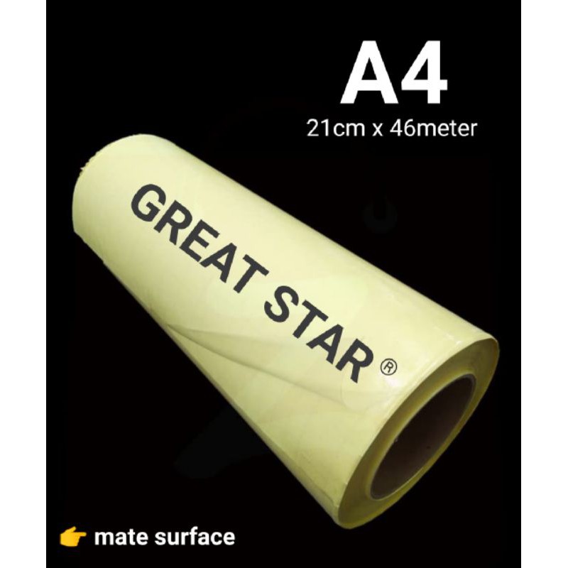 

COLD LAMINATION/LAMINASI DINGIN A4+ roll 100 gsm 50m (DAUN KUNING)
