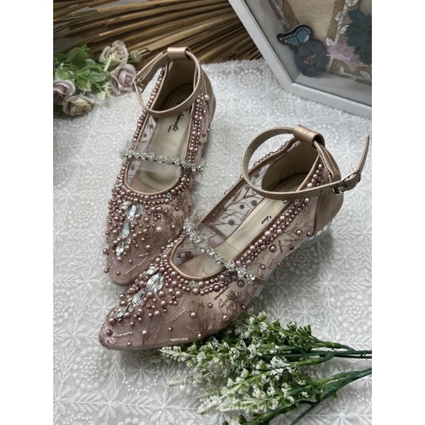 Rafaizoutfit sepatu wanita cantik rosegold vilena 3cm kaca