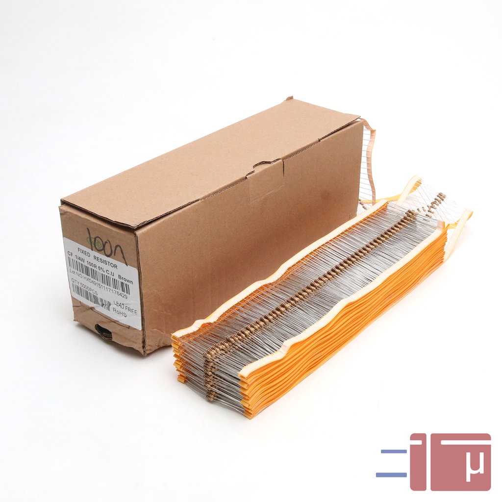 X10 Resistor 100R 100 Ohm 1/4W Karbon 5% Taiwan Kaki Tembaga