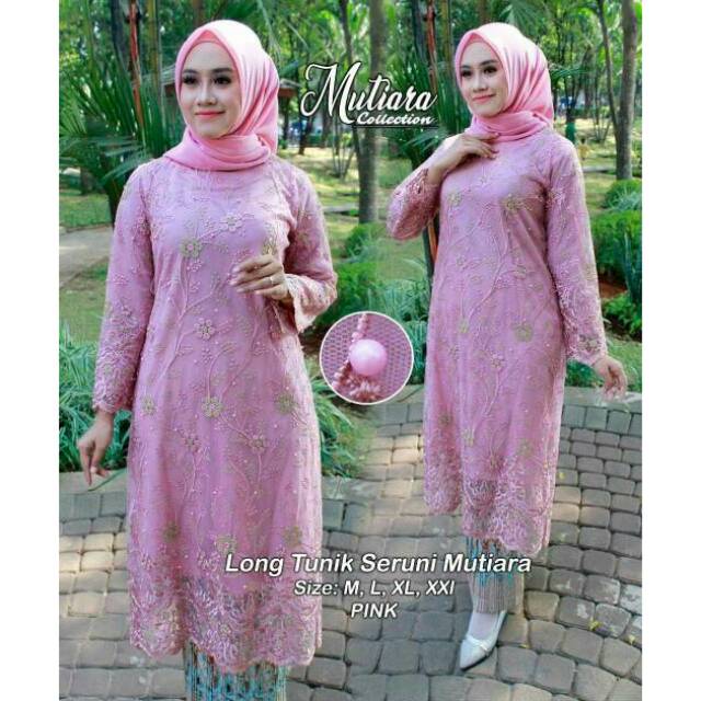 Setelan long tunik Seruni Mutiara (long tunik + rok plisket)