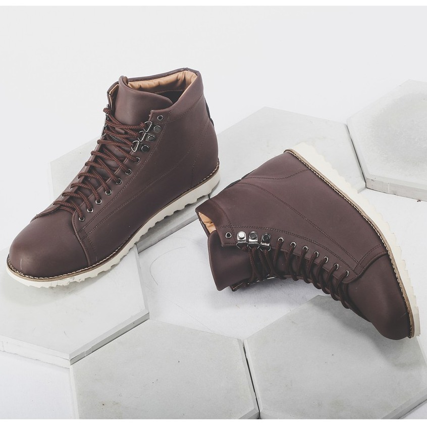 Hideaki Dark Brown | Sepatu Boots Coklat Tua Casual Boot Klasik Pria Cowok Laki Ori | FORIND x Giant