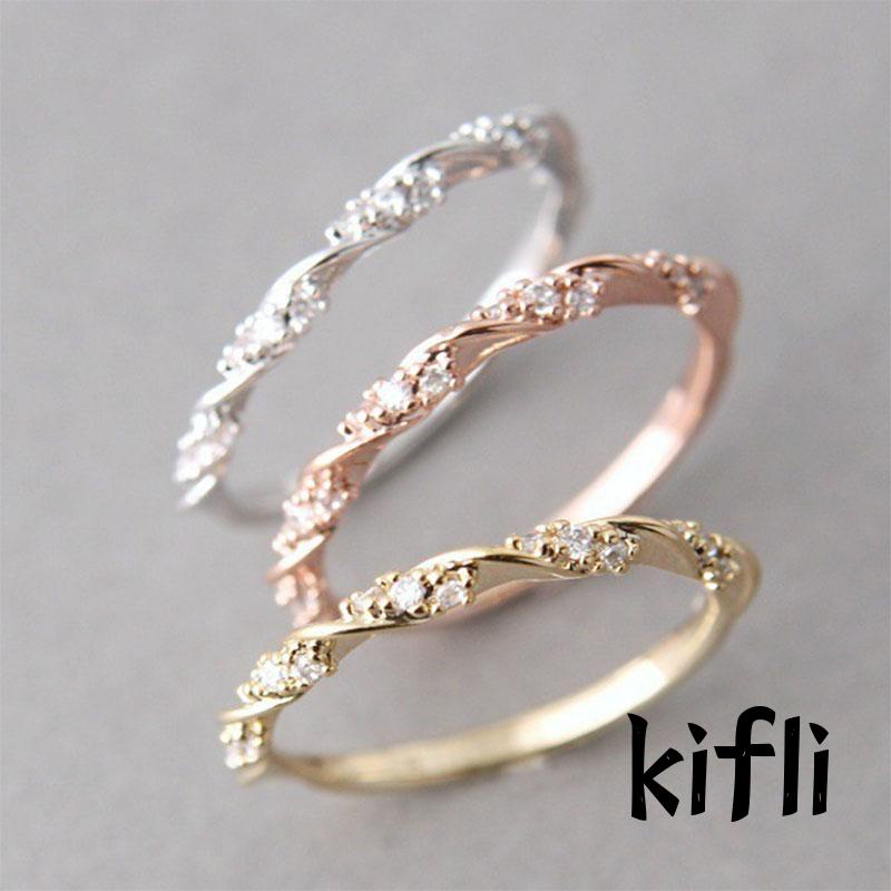 Cincin Alloy Desain,Twist Hias Kristal Berlian Berkilau,Untuk Wanita