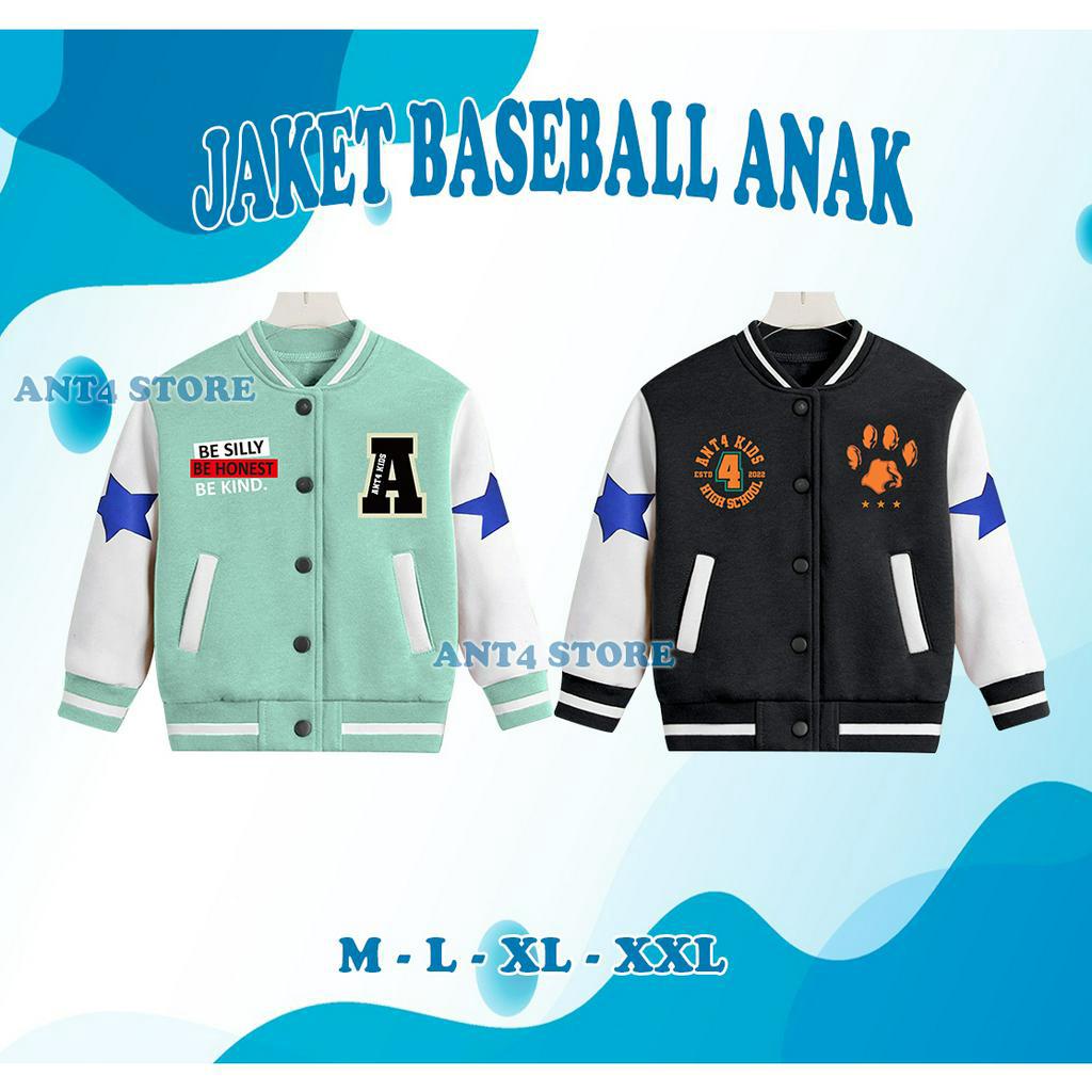 JAKET ANAK VARSITY BASEBALL JAKCET ANAK LAKI LAKI PEREMPUAN UMUR 2 - 12 TAHUN E