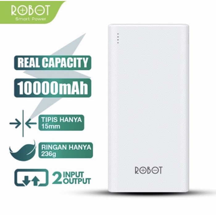 Robot Powerbank 10000 mah 2 ouput Usb RT170  (type c dan Micro ) Power Bank