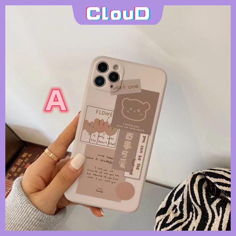 Soft Case TPU Shockproof Motif Kartun Beruang Untuk iPhone XR X XS Max 7 8 Plus 11 12 13 Pro Max 6 6S SE 2020