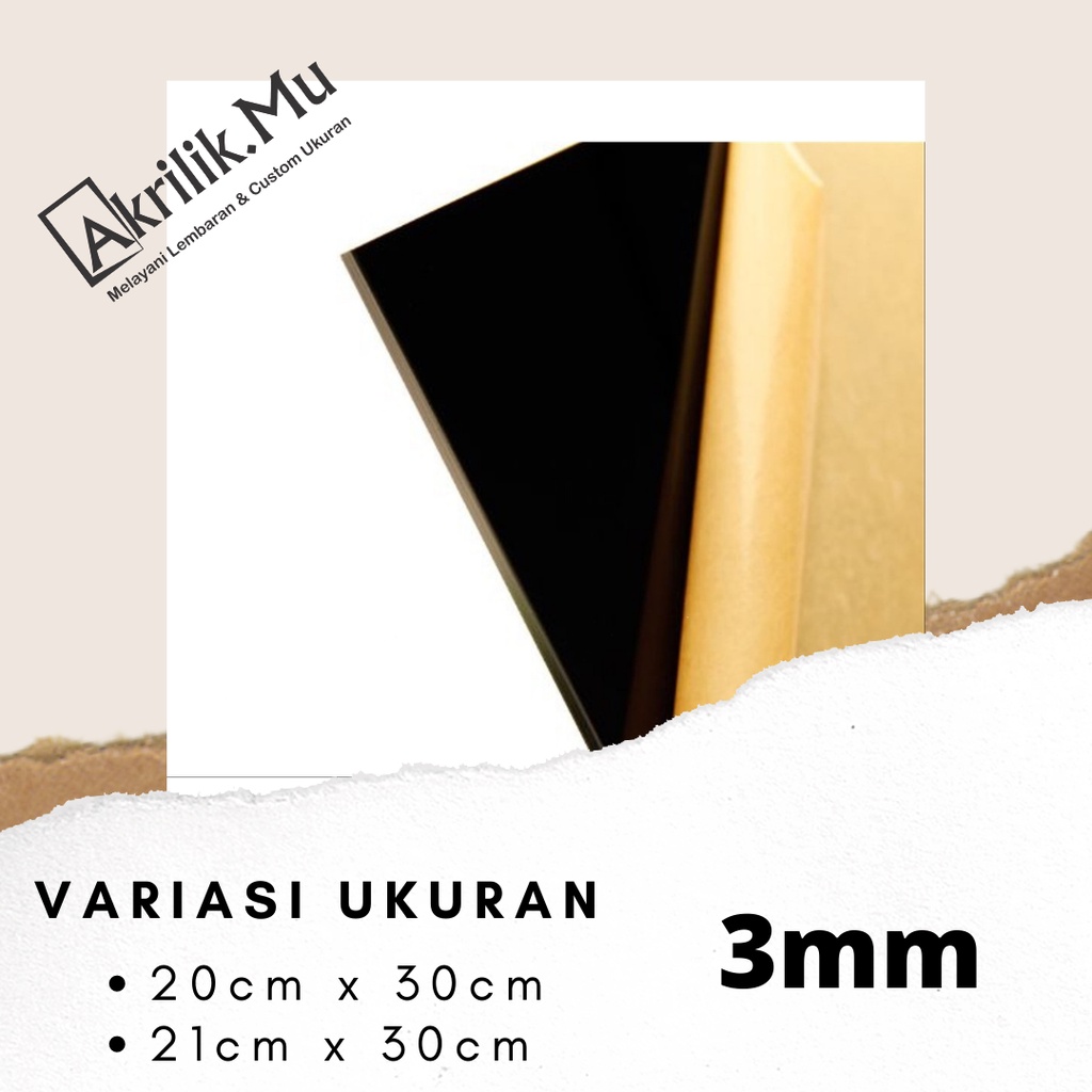 Lembaran Akrilik Hitam A4 3mm, Acrylic sheet black