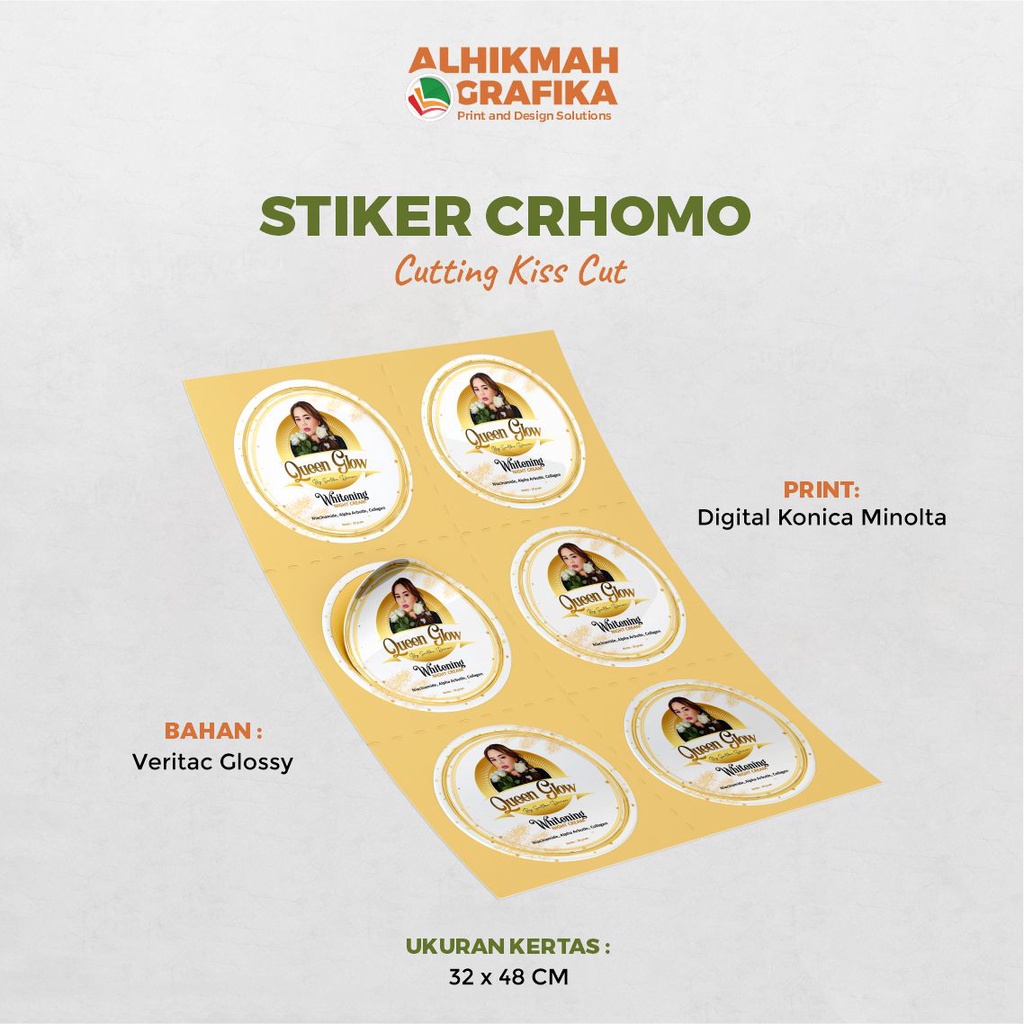 

Stiker Label Kemasan Produk Bahan Kertas Chromo Kiss Cut A3+. Stiker Murah Makassar