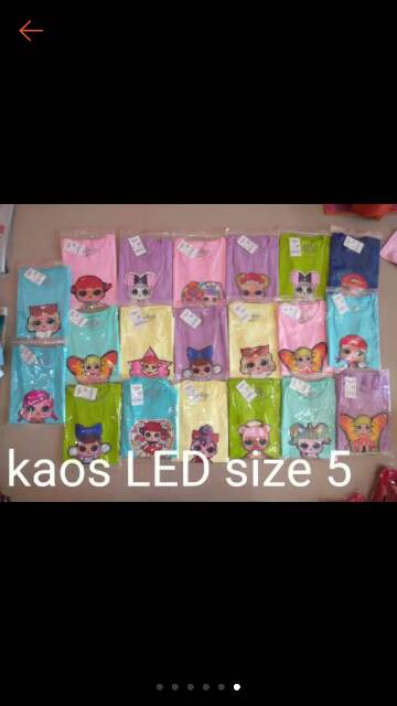 COD Kaos LOL LED size 1,2,3,4,5 (lampu 1) (bisa pilih warna)