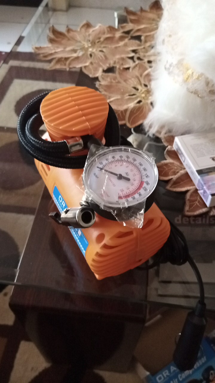 Orange Mini Kompresor Angin Mini - Dc 12v Mini Air Compressor
