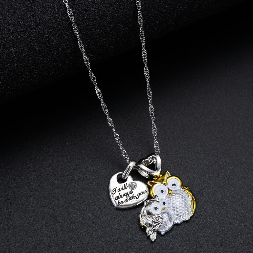 Set Perhiasan Kalung LILY Owl Tulisan Dua Warna Love Anting Burung Hantu Logam