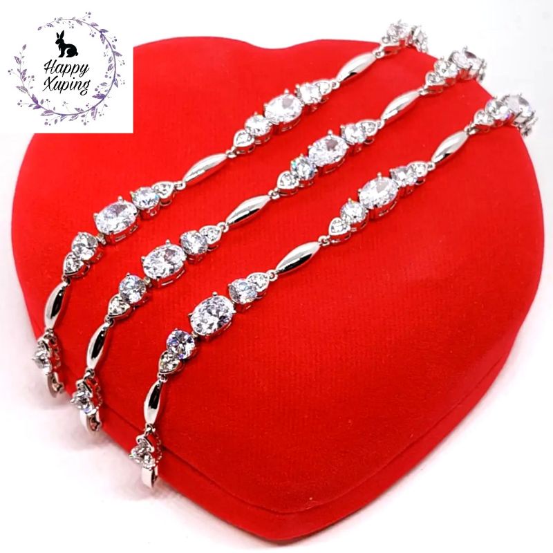 GELANG TANGAN XUPING ASLI TITANIUM FASHION KOREA LAPIS-EMAS MODEL PATAH_PATAH MATA DESI OVAL,BULAT,L