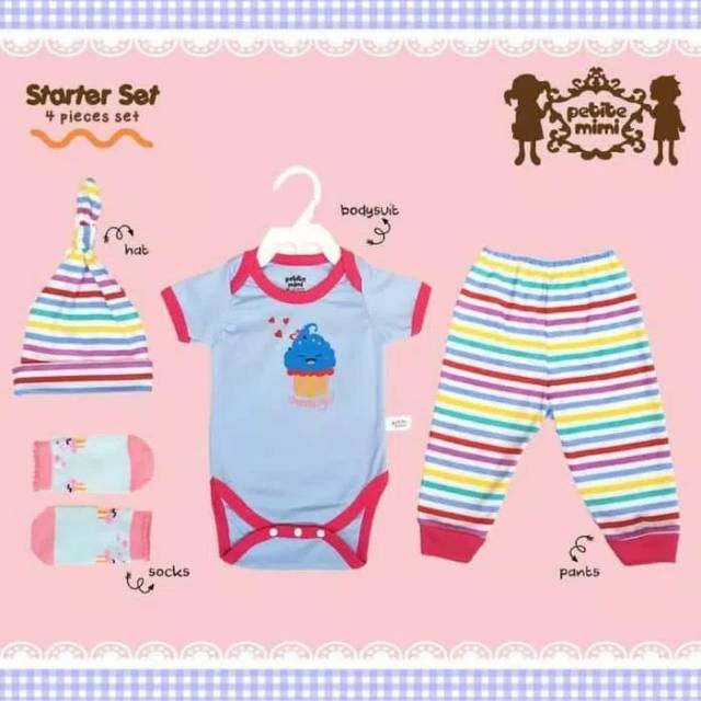 PETITE MIMI 4in1 Newborn Starter Set Baby Gift Set Jumper Bayi 0-6bln Boy