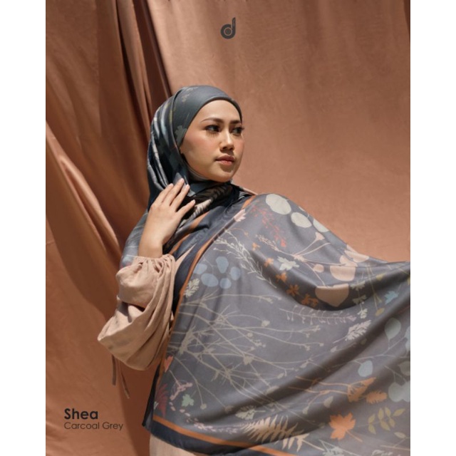 Kerudung deenay original shea carcoal grey