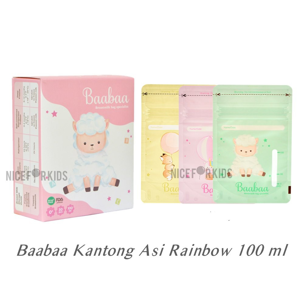 BaaBaa Breastmilk Storage Plastik Kantong Asi 100ml Kantung Plastik Penyimpanan Asip Murah BPA Free