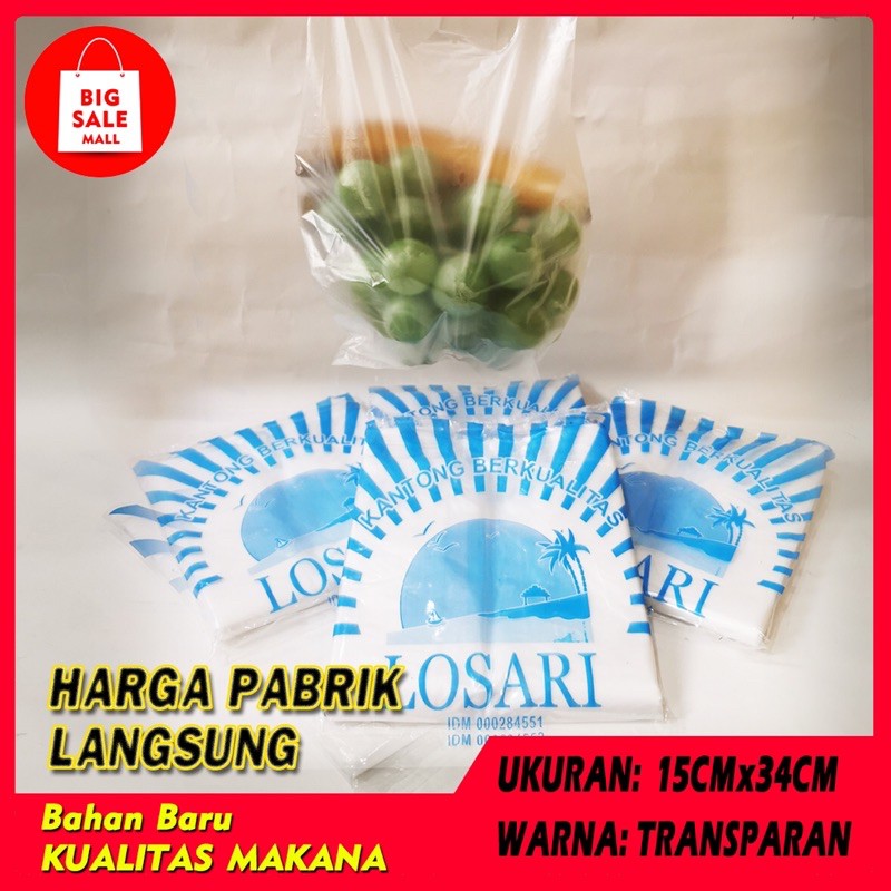 Kantong Plastik Bening Ukuran 16X34/24x42/28x48/35x58cm Plastik Kresek Bening Ekonomis Food Grade Aman Dipakai Grosir