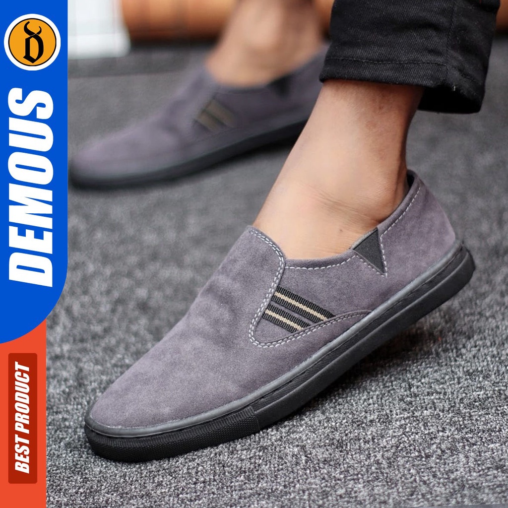 DEMOUS Ainz - Sepatu Slip On Pria Casual