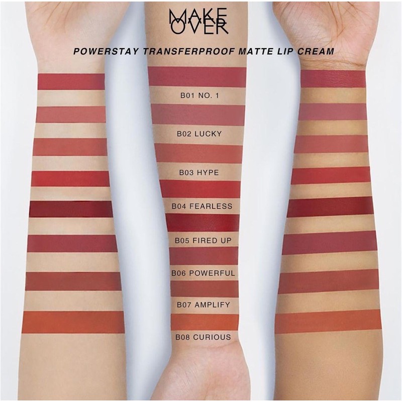 `ღ´ PHINKL `ღ´ 🅼🅰🅺🅴 🅾🆅🅴🆁 MAKE OVER Powerstay Transferproof Matte Lipcream ombre lips lipstick cair kekinian