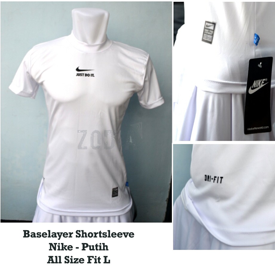 BASELAYER/MANSET SHORTSLEEVE NIKE - PUTIH - BAJU OLAHRAGA - UNISEX