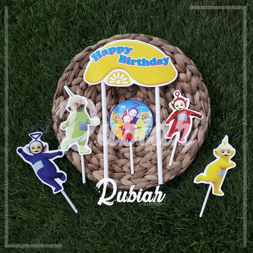 Custom Nama / Foto / Toppercake Karakter Teletubies / Hiasan Kue / Cake Topper