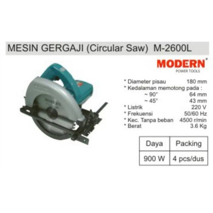 Modern M2600L Circular Saw 7 Inch - Mesin Gergaji Potong Kayu M 2600 L