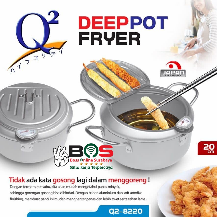 Panci Goreng Rebus Dengan Thermometer Q2-8220 Q2 8220 Diameter 20 CM