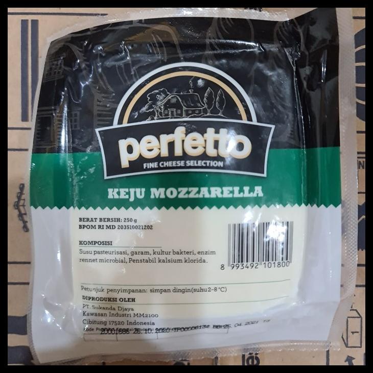 

MOZZARELLA PERFETTO 250GRAM / KEJU MOZARELLA 250 GRAM VACUUM SLICE KODE 975