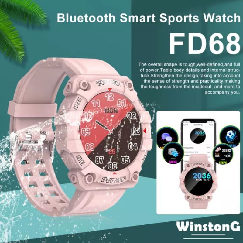 PEMANTAU TEKANAN DARAH DETAK JANTUNG MONITORING TIDUR JAM TANGAN FD68_SMART_WATCH_JAM TANGAN PRIA