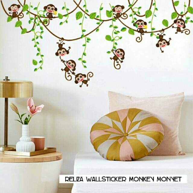 RELIZA WALL STICKER MONKEY MONYET GLANTUNGAN ANAK KIDS STIKER DINDING AY7247