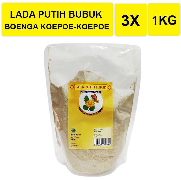 3 PCS/POUCH LADA PUTIH BUBUK CAP BOENGA KOEPOE KOPOE (BUNGA KUPU KUPU) 1KG